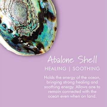 ESPOIR & AMOUR Abalone Shell with Wooden Tripod - Sustainably Harvested Premium Abalone Shell - Spiritual Abalone Shell for Smudging, Healing and Ritual with Mango Wood Stand - 4.5-5 Inches