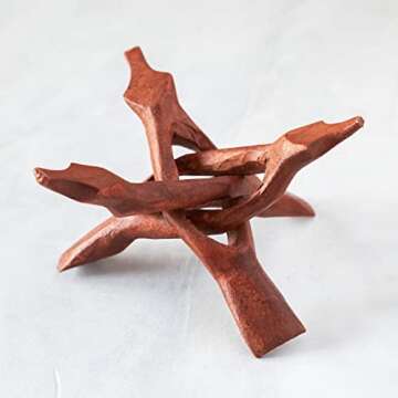 ESPOIR & AMOUR Abalone Shell with Wooden Tripod - Sustainably Harvested Premium Abalone Shell - Spiritual Abalone Shell for Smudging, Healing and Ritual with Mango Wood Stand - 4.5-5 Inches