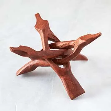 ESPOIR & AMOUR Abalone Shell with Wooden Tripod - Sustainably Harvested Premium Abalone Shell - Spiritual Abalone Shell for Smudging, Healing and Ritual with Mango Wood Stand - 4.5-5 Inches