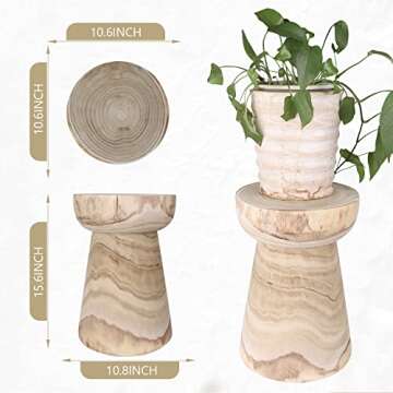 Uziass Wood Tree Stump Stool - Versatile Natural Decor