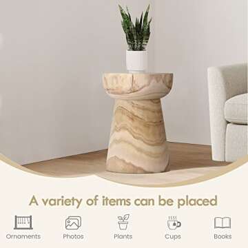 Uziass Wood Tree Stump Stool - Versatile Natural Decor