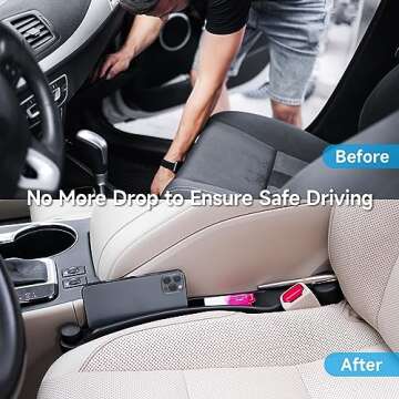 Car Seat Gap Filler Set of 2, Soft Foam Multifunctional Seat Side Gap Filler with Organizer & Hook F...