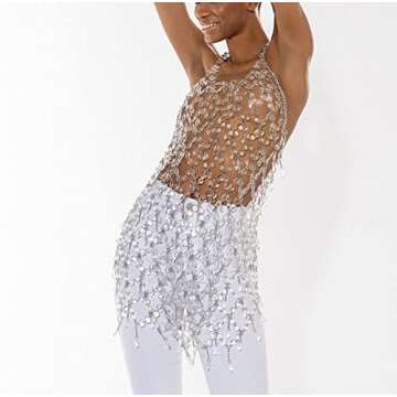 Fashion Crystal Body Chain Dress Layered Waist Belly Chain Skirt Festival Jewelry for Women Masquerade (164-CLEAR)