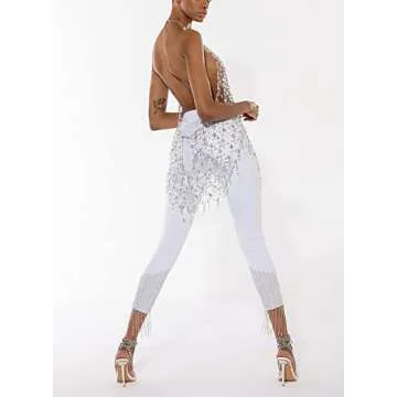 Fashion Crystal Body Chain Dress Layered Waist Belly Chain Skirt Festival Jewelry for Women Masquerade (164-CLEAR)