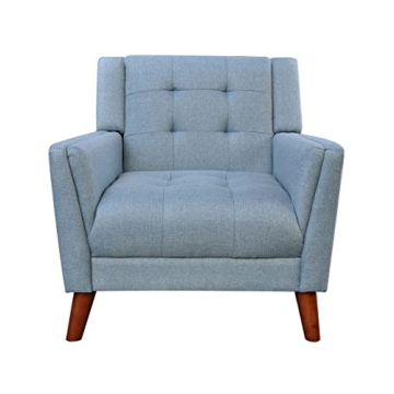 Christopher Knight Home Alisa Mid Century Modern Fabric Arm Chair in Blue and Walnut