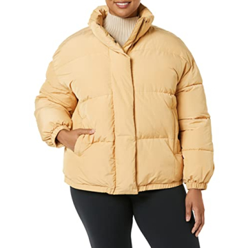 Stylish Women's Relaxed-Fit Mock-Neck Short Puffer Jacket
