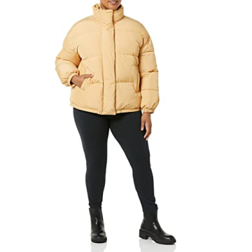 Stylish Women's Relaxed-Fit Mock-Neck Short Puffer Jacket