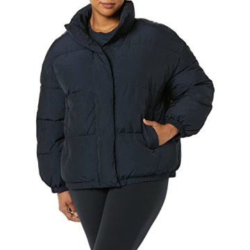 Stylish Women's Relaxed-Fit Mock-Neck Short Puffer Jacket