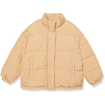 Stylish Women's Relaxed-Fit Mock-Neck Short Puffer Jacket
