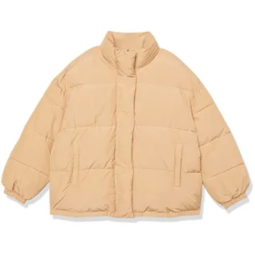 Stylish Women's Relaxed-Fit Mock-Neck Short Puffer Jacket