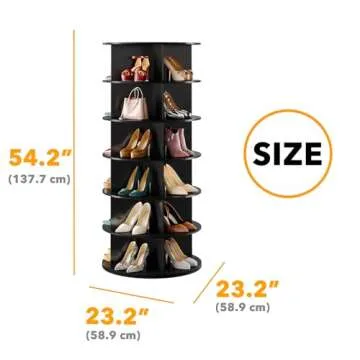 SpaceAid Black 6-Tier Spinning Rotating Shoe Rack Organizer, Shoe Display Tower Lazy Susan, Revolvin...