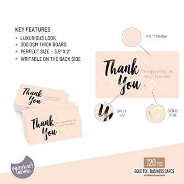 easykart labels 120 Thank You For Supporting My Small Business Cards, Gold Foil Business Card Size 3...