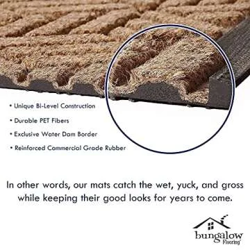 Bungalow Flooring Waterhog Door Mat, 2' x 3' Made in USA, Durable and Decorative Floor Covering, Skid Resistant, Indoor/Outdoor, Water-Trapping, Cordova Collection, Bluestone