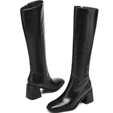 AIUNIIND Knee High Chunky Heel Women's Boots