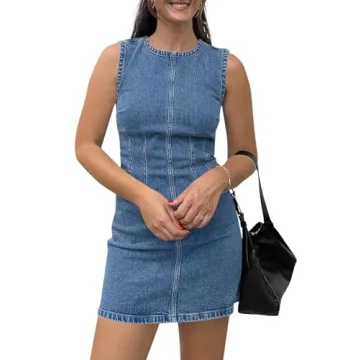 Wenrine Women's Casual Sleeveless Denim Mini Dress - Versatile Summer Essential