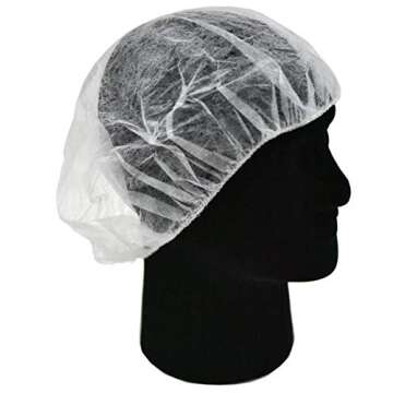 G & F Products 13040-100 Disposable Bouffant Caps Hair Net, Spun-Bonded Polypropylene, Non-Woven, Medical, Labs, Nurse, Tattoo, Food Service, Health, Hospital, White, 100/Sleeve