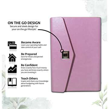 LIVVEZY A6 Budget Binder with Cash Envelopes. Compact Pink Pu Leather Cash Envelope Binder System. Easy to Use 6 Ring Money Organizer Savings Binder. Budget Organizer & Undated Money Saving Binder.