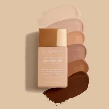 Sigma Beauty Skin Perfector – Hydrating Skin Tint Foundation for Lightweight, Buildable Coverage, With Hyaluronic Acid, Niacinamide Serum, and More (4 Medium Beige Tint, 1.12oz)