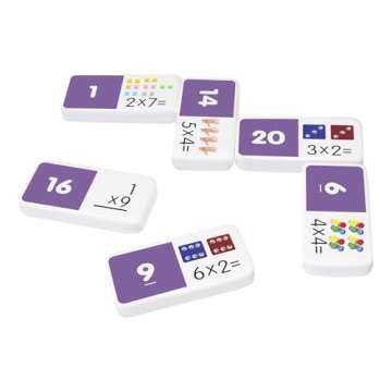 Junior Learning Multiplication Dominoes Game Set, 28 Pieces, Ages 7-9, Math Skills, Grade 2-3
