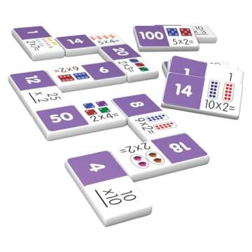 Junior Learning Multiplication Dominoes Game Set, 28 Pieces, Ages 7-9, Math Skills, Grade 2-3