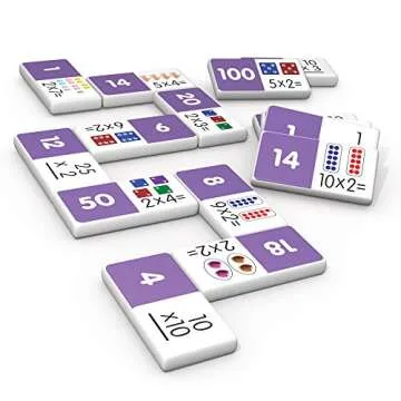 Junior Learning Multiplication Dominoes Game Set, 28 Pieces, Ages 7-9, Math Skills, Grade 2-3