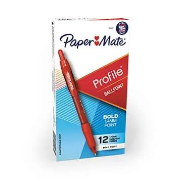 Paper Mate Profile Retractable Ballpoint Pens, Bold (1.4mm), Red, 12 Count