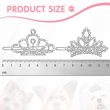 MTLEE 2 Pieces Dog Tiara Crown Hair Clips Clear Crystal Rhinestone Hair Barrettes Pet Crown Clips Puppies Barrette for Pet Dogs Grooming Costume Accessories(Silver)