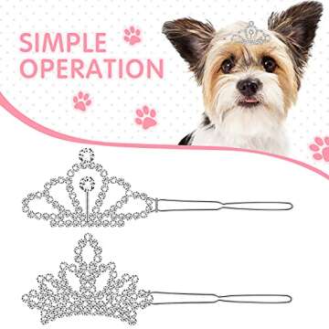 MTLEE 2 Pieces Dog Tiara Crown Hair Clips Clear Crystal Rhinestone Hair Barrettes Pet Crown Clips Puppies Barrette for Pet Dogs Grooming Costume Accessories(Silver)