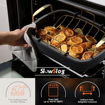 Slow Slog 17x13 Nonstick Roasting Pan for Turkey and Meats