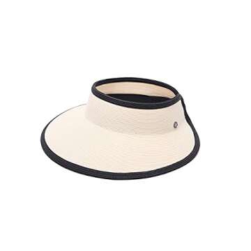 Pineapple&Star Vienne Visor Women's Summer Sun Straw Packable UPF 50+ Beach Hat (Ivory)