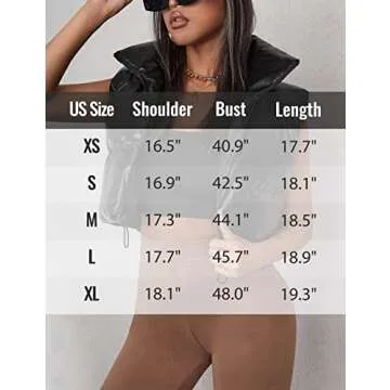 Yidarer Women's PU Leather Puffer Vest Stand Collar Padded Vest Sleeveless Quilted Lightweight Jacket (#2Black Cropped, Large)