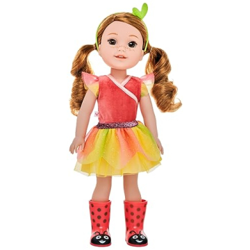 American Girl WellieWishers 14.5-inch Willa Doll with Coral Leotard, Mesh Skirt, Headband, and Boots, For Ages 4+