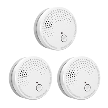 LSHOME 3-Pack Smoke Detector: Advanced Photoelectric Safety Alarms with 9V Battery