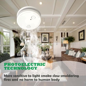 LSHOME 3-Pack Smoke Detector Photoelectric Safety Alarms