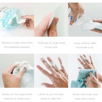 Scrubzz Disposable No Rinse Bathing Wipes - All-in-1 Single Use Shower Wipes, Simply Dampen, Lather,...