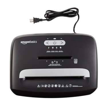 Amazon Basics 12 Sheet (new model) Micro Cut Paper and Credit Card CD Shredder With 6 Gallon Bin, Black