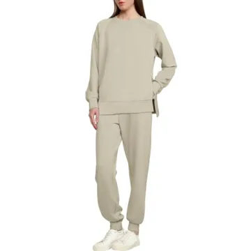ANRABESS Womens 2 Piece Outfits Lounge Sets Fall Crewneck Sweatshirts Jogger Sweatpants Matching Swe...