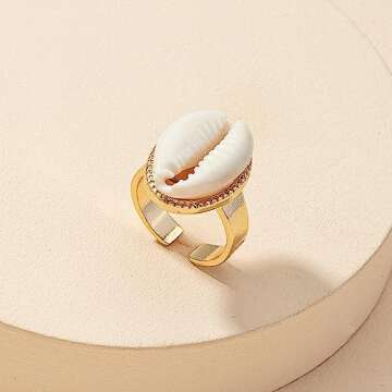 Mrotrida Shell Ring for Women Fashion Natural Sea Shell Finger Rings Bohemian Midi Rings