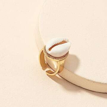 Mrotrida Shell Ring for Women Fashion Natural Sea Shell Finger Rings Bohemian Midi Rings