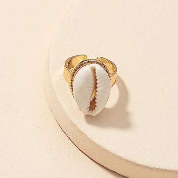 Mrotrida Shell Ring for Women Fashion Natural Sea Shell Finger Rings Bohemian Midi Rings