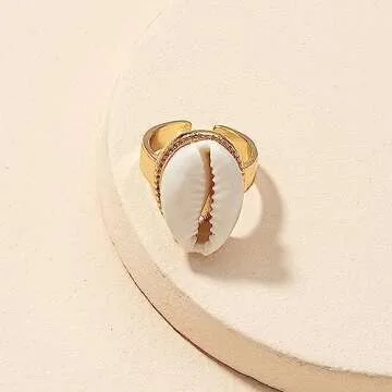 Mrotrida Shell Ring for Women Fashion Natural Sea Shell Finger Rings Bohemian Midi Rings