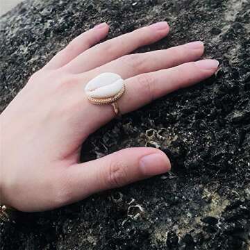 Mrotrida Shell Ring for Women Fashion Natural Sea Shell Finger Rings Bohemian Midi Rings