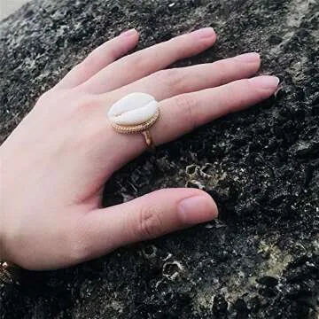 Mrotrida Shell Ring for Women Fashion Natural Sea Shell Finger Rings Bohemian Midi Rings