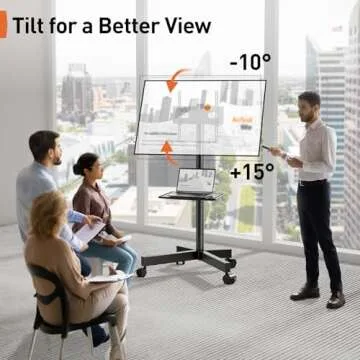 Perlegear Rolling TV Stand for 23-60 Inch LED Flat Screen/Curved TVs up to 88lbs,Mobile TV Stand Wheels with Height Adjustable Portable Rolling TV Cart Max VESA 400x400mm PGTVMC06