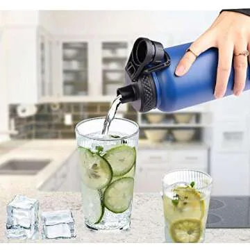 SENDESTAR 40 oz Double Wall Vacuum Insulated Leak Proof Stainless Steel Sports Water Bottle—Wide Mouth with Straw Lid & Flex Cap & Spout Lid (Sky Blue)