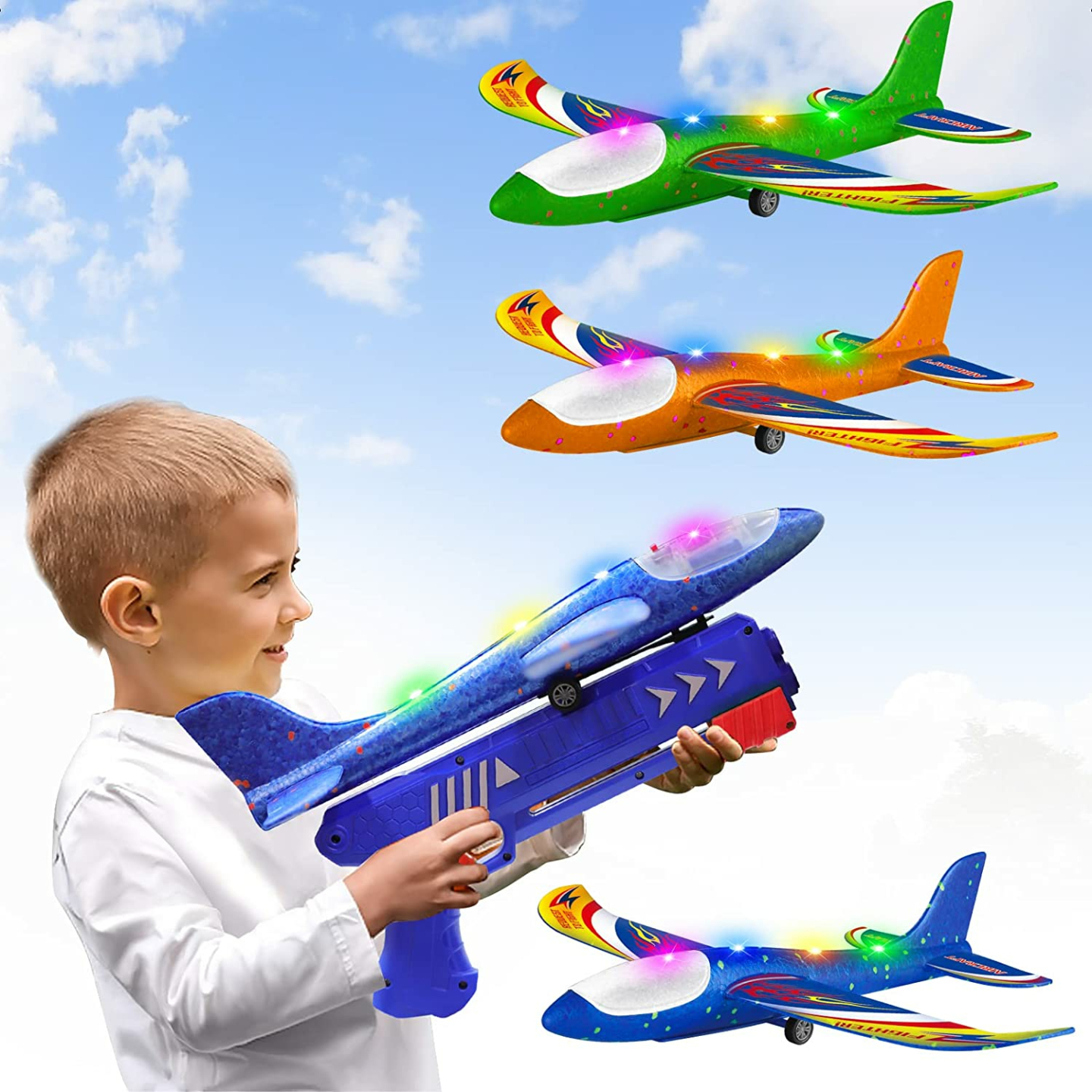 Wesfuner Foam Airplane Launcher Toys for Kids