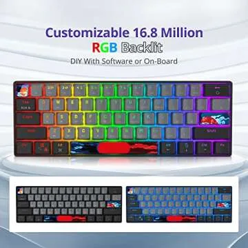 Mosptnspg Protable 60% Percent Gaming Keyboard Mechanical, Mini Compact RGB Backlit 61 Keys Wired Office Keyboard with Blue Switch for Mac/Win (Dolch/Blue Switch)