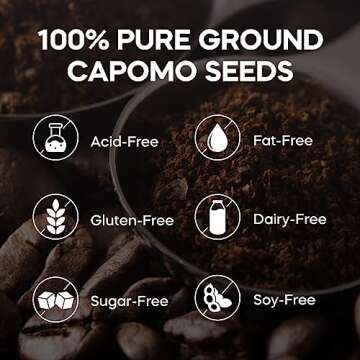 Cafe Capomo Coffee Alternative, Maya Nut Herbal Coffee Substitute, Caffeine & Acid Free Coffee Replacement, Classic Dark Roast, 11 oz., 25 Years of Premium Service