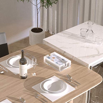 Richboom Acrylic Guest Towel Napkin Holder, 9x5.5x2.5 Inch Paper Hand Towel Storgae Tray Decorative Napkin Tray Caddy Table Top Tissue Dispenser for Bathroom Kitchen Dining Hotel Restaurant, Clear