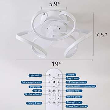 Stylish Dalouguan Ceiling Fan with Remote Control and Light